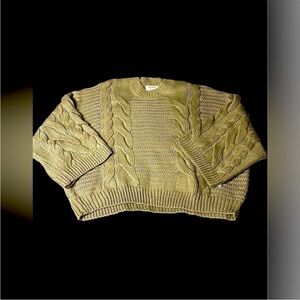 size large tan color Zenana wide sleeve cable knit sweater